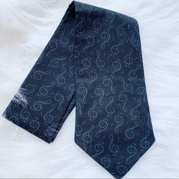 Handmade Black Musical Note Neck Tie - Picture 1 of 4